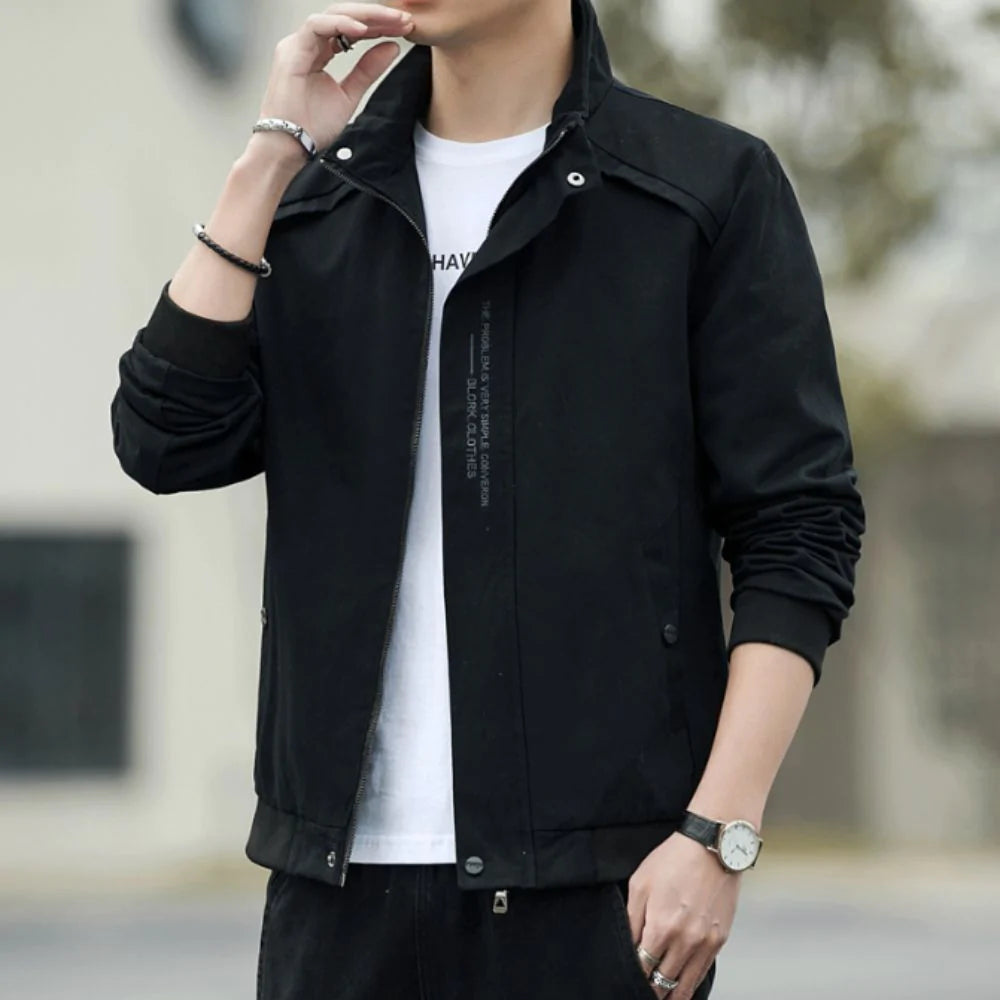 Ironline Men’s Stand Collar Zip-Up Jacket Lightweight Urban Outerwear