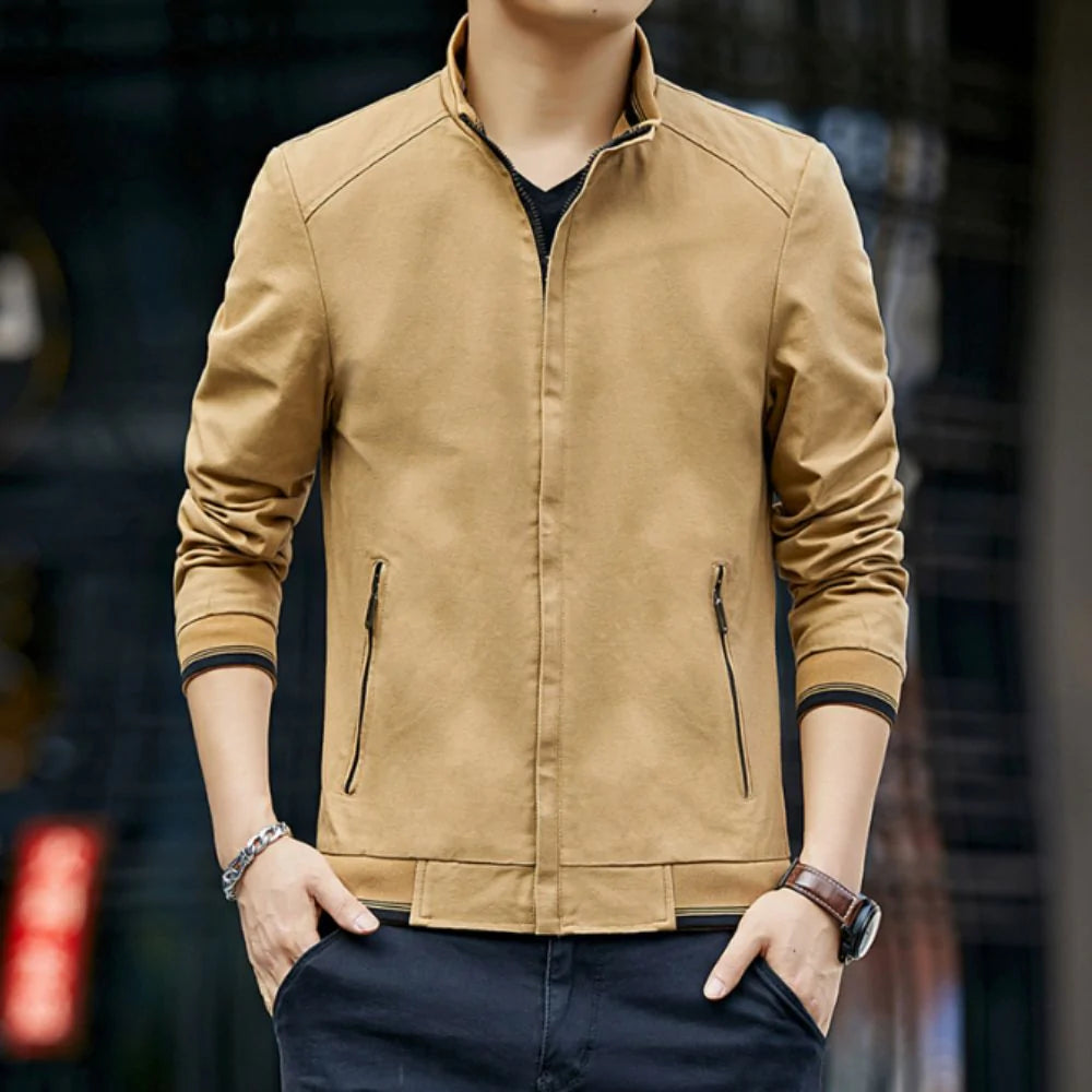 Ironline Men’s Stand Collar Zip-Up Jacket Lightweight Urban Outerwear