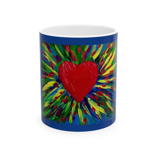 Ceramic Mug, (11oz, 15oz) featuring the Bleeding Heart by Law Rence Featuring the original 1996 Bleeding Heart Design