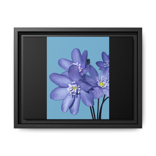 Framed Floral Canvas Art - Vibrant Blue Flower Decor