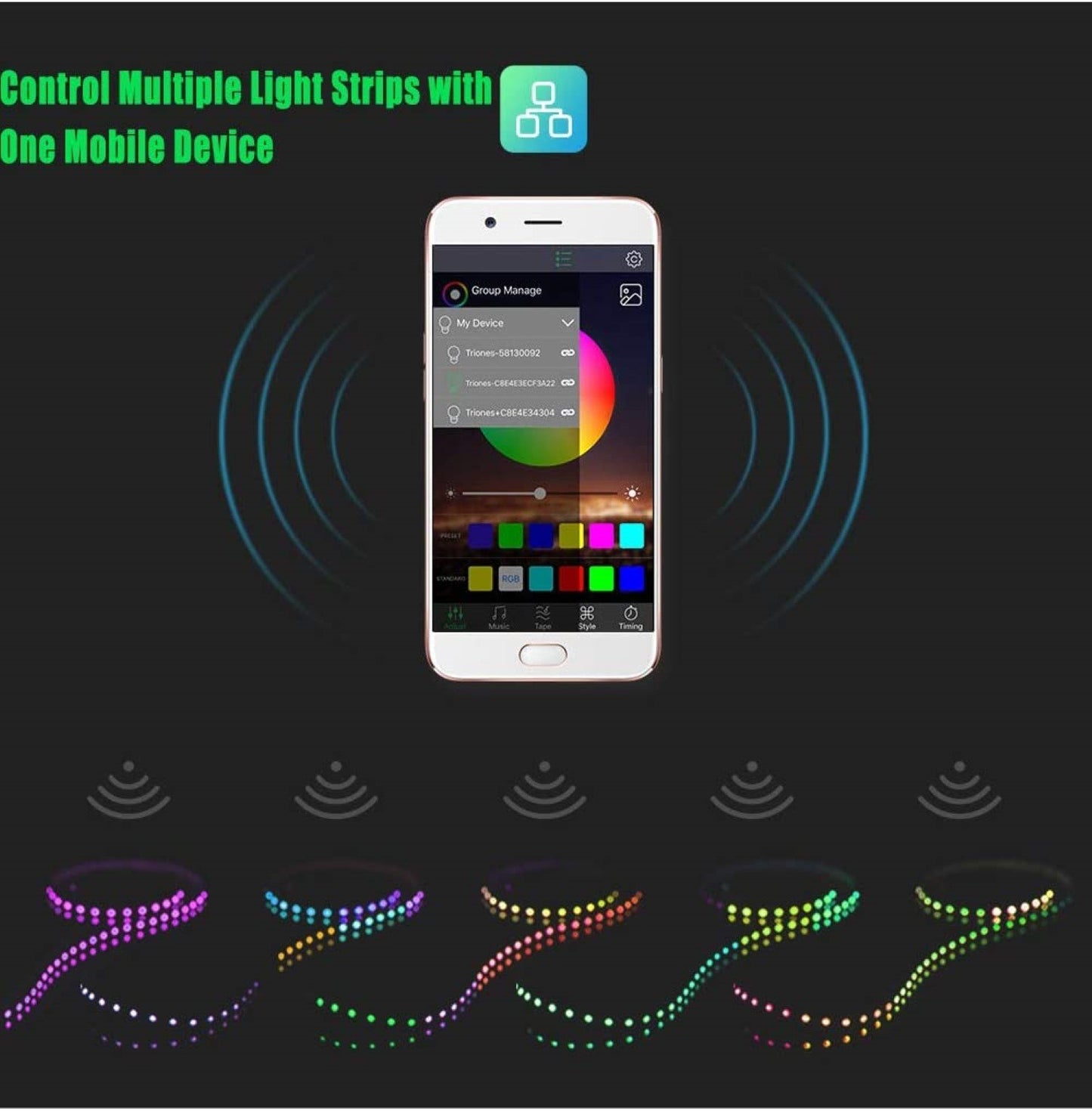 GlowSync RGB TV Backlight Strip USB Powered with Bluetooth App Control