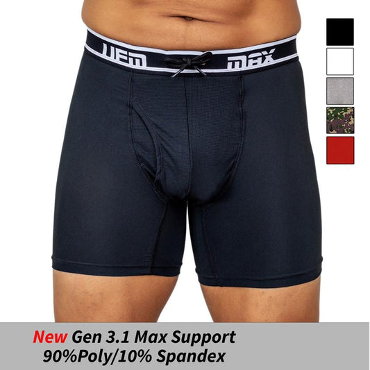 Black men's underwear with a visible brand logo on a white background