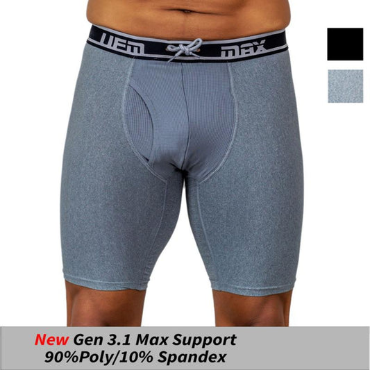 Gray men's underwear with a black waistband on a white background