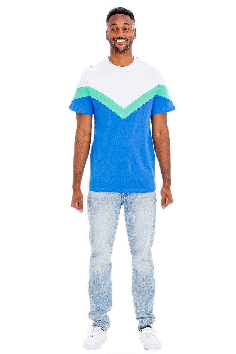 Chevron Colorblock T-Shirt Modern Contrast Street Style Tee