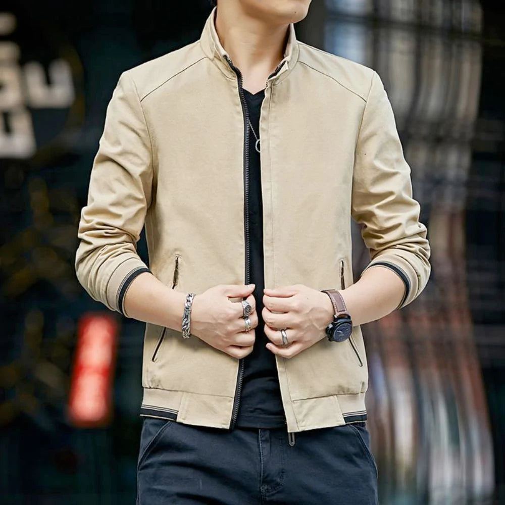 Ironline Men’s Stand Collar Zip-Up Jacket Lightweight Urban Outerwear