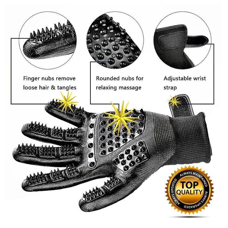 1 Pair Pet Grooming Gloves – Deshedding & Massaging Magic