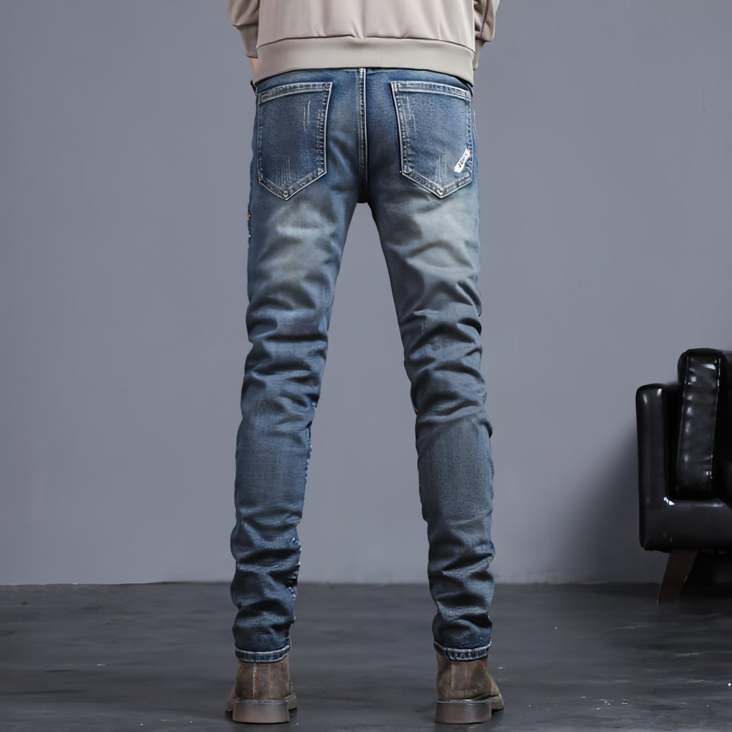 Youth Retro Drip Denim – Embroidered Street Jeans for Everyday Flex